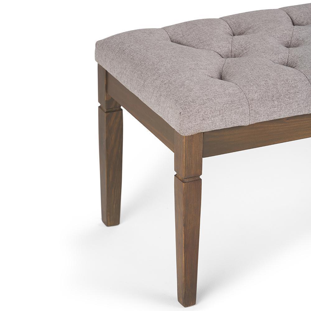 Cloud Grey Linen Style Fabric | Waverly Tufted Ottoman Bench