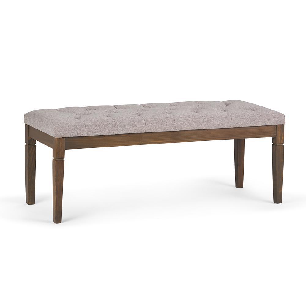 Cloud Grey Linen Style Fabric | Waverly Tufted Ottoman Bench 
