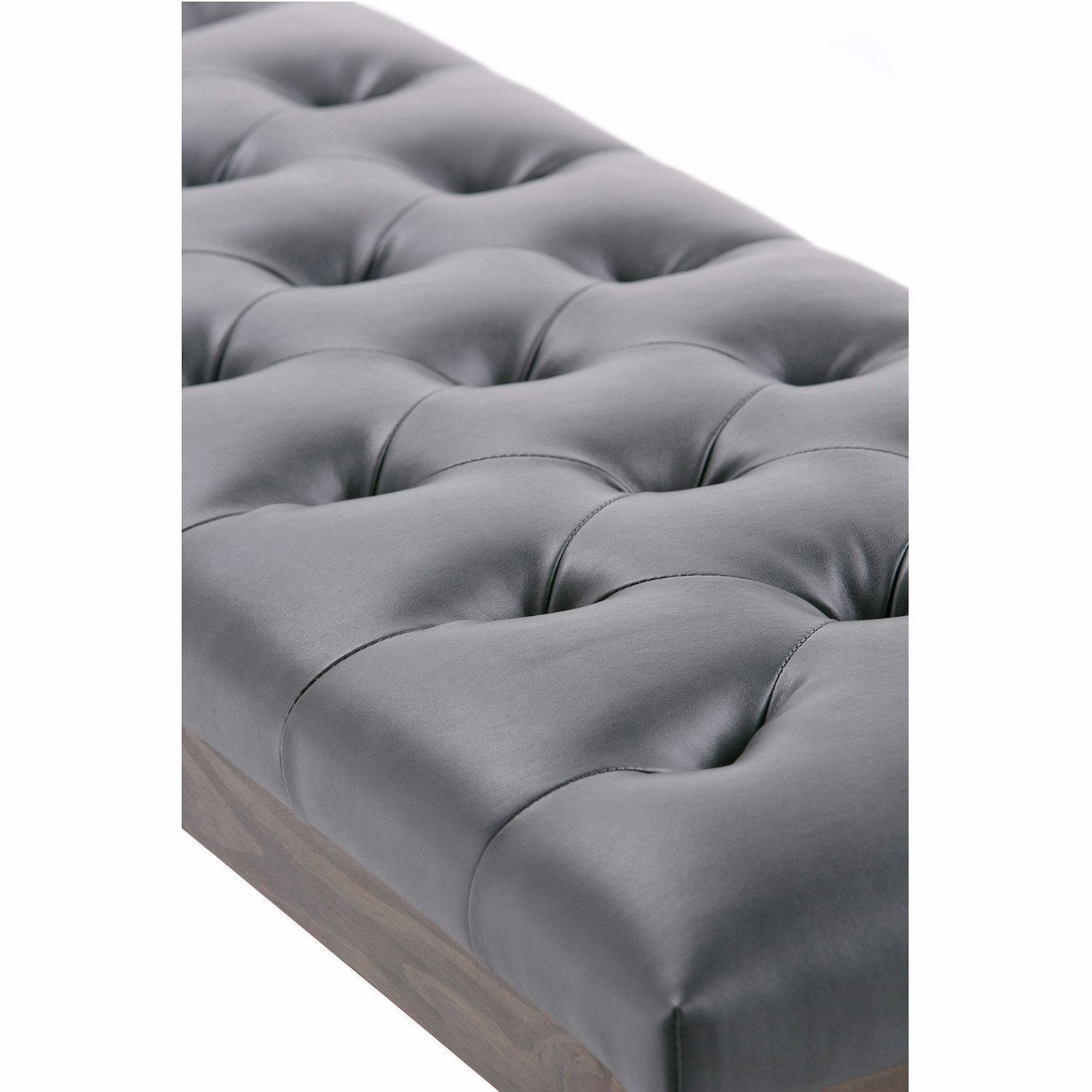 Slate Grey Vegan Leather | Waverly Tufted Ottoman Bench