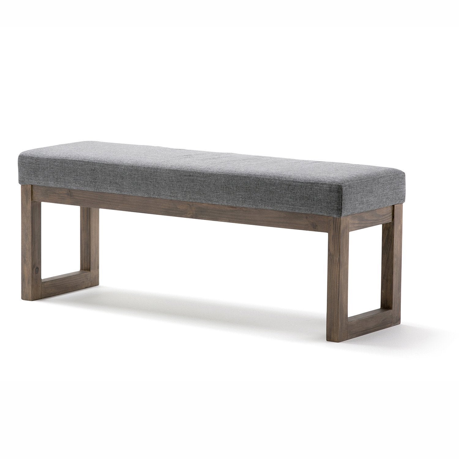 Grey Linen Style Fabric | Milltown 44 inch Large Ottoman Bench in Linen Style Fabric in Grey