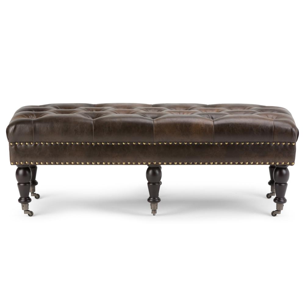 Distressed Brown Distressed Vegan Leather | Henley Tufted Ottoman