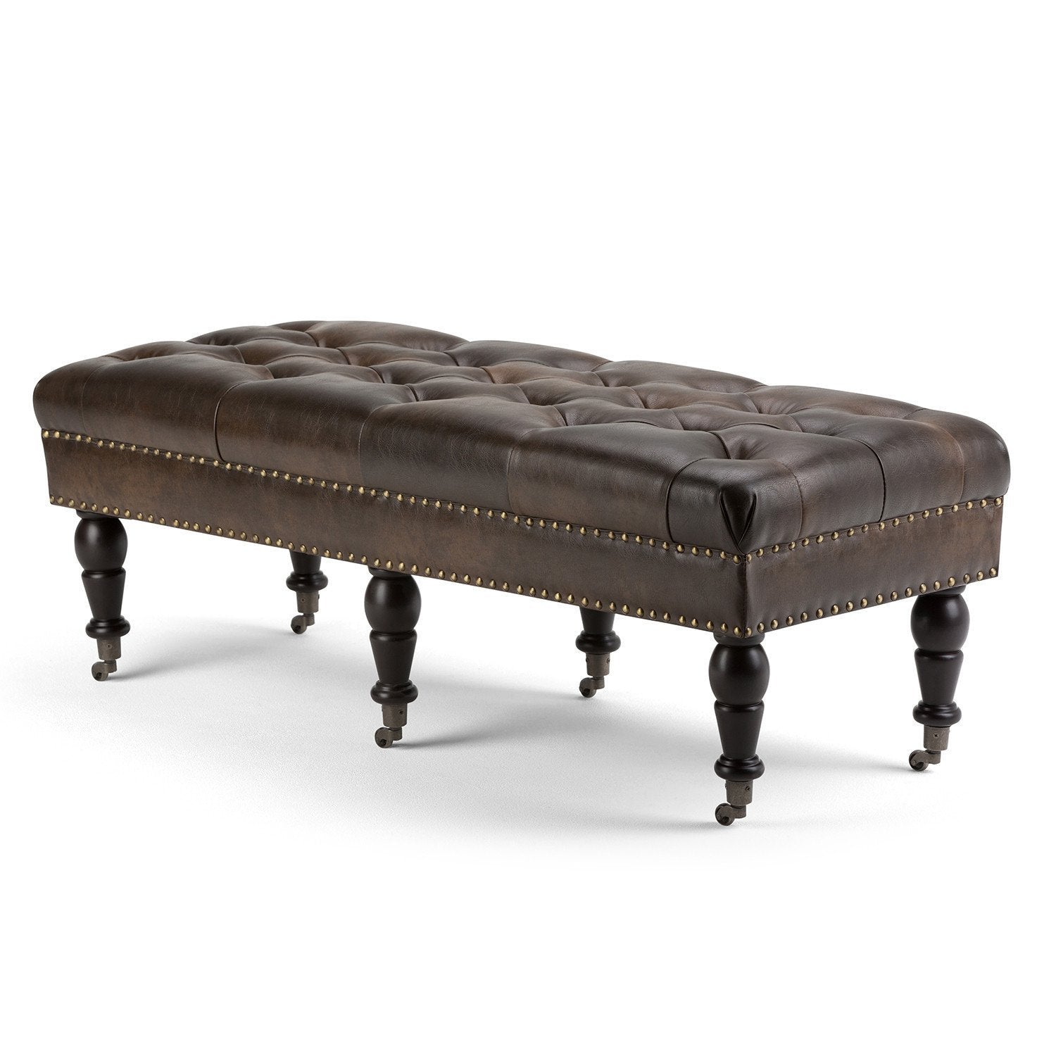 Distressed Brown Distressed Vegan Leather | Henley Tufted Ottoman