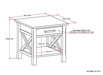 Medium Saddle Brown | Kitchener 20.5 inch End Side Table
