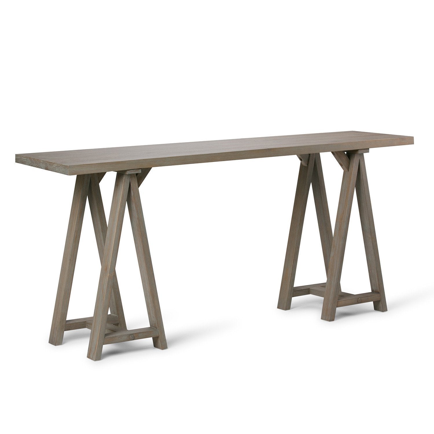 Distressed Grey | Sawhorse 66 inch Wide Console Sofa Table