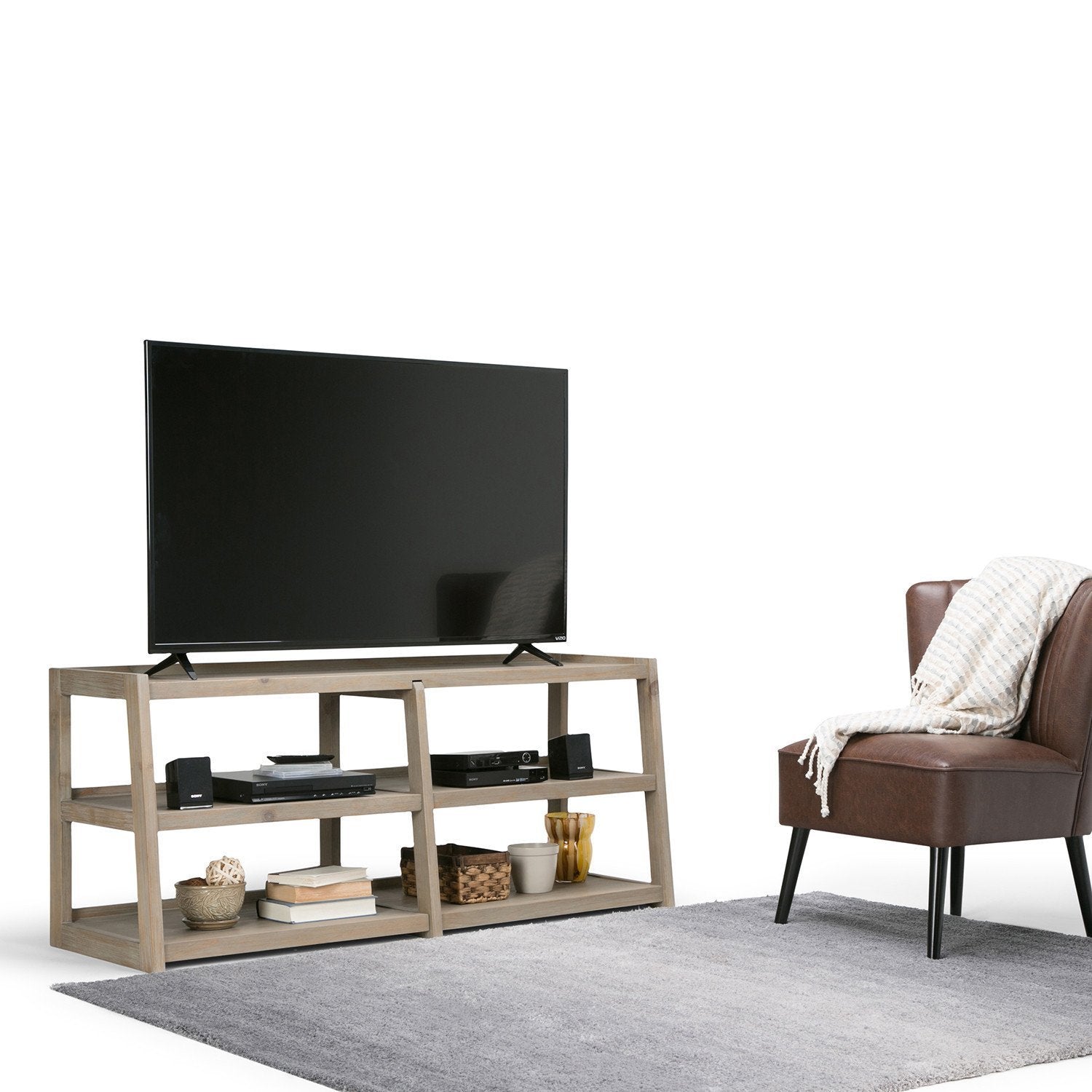 Distressed Grey | Sawhorse 60 inch Wide TV Media Stand