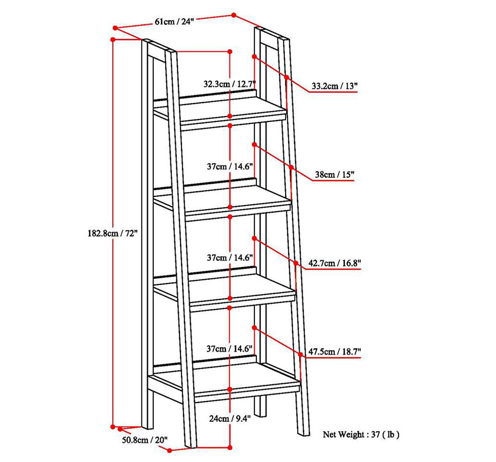 Medium Saddle Brown | Sawhorse 24 inch Ladder Shelf