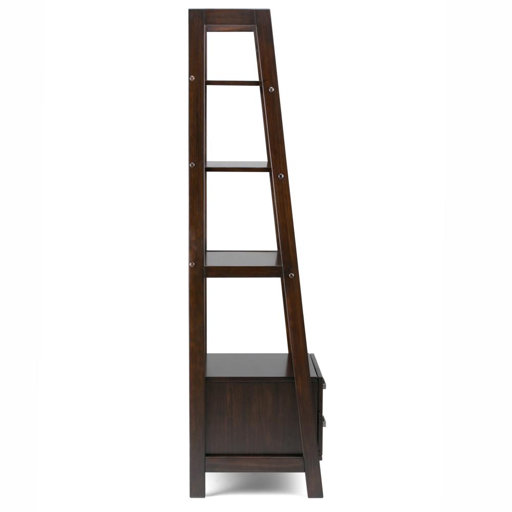 Dark Chestnut Brown | Sawhorse 24 inch Ladder Shelf with Storage