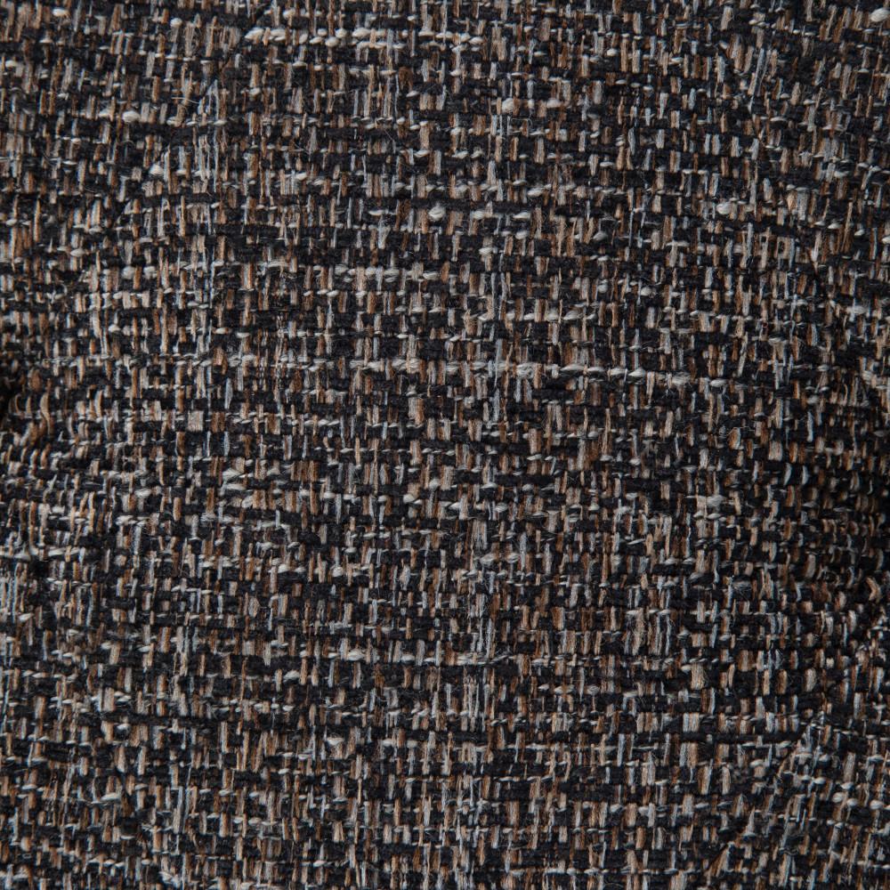 Ebony Tweed Style Fabric | Avalon Linen Look Storage Ottoman with Three Trays