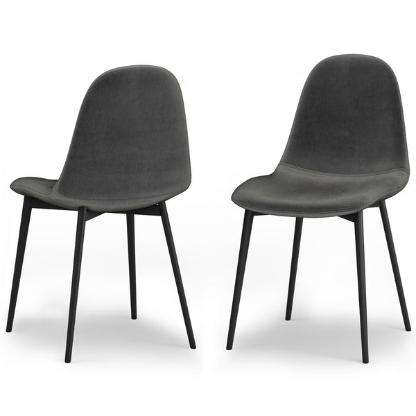 Dark Grey Velvet Fabric | Alpine Dining Chair (Set of 2)