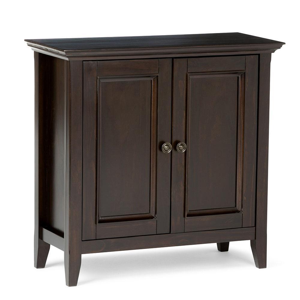 Simpli Home Amherst Solid Wood Low Storage Cabinet in Hickory Brown