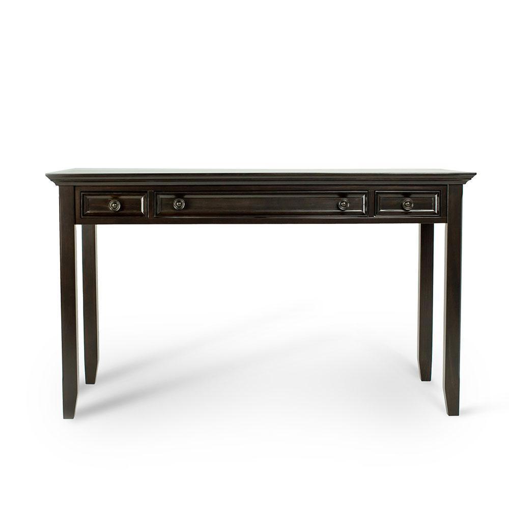 Amherst wood writing desk with drawers brown deals