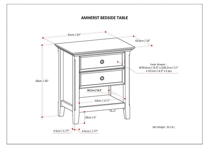 Hickory Brown | Amherst Bedside Table