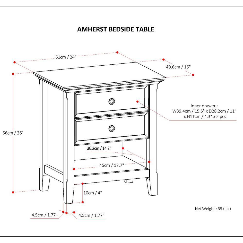 White | Amherst Bedside Table