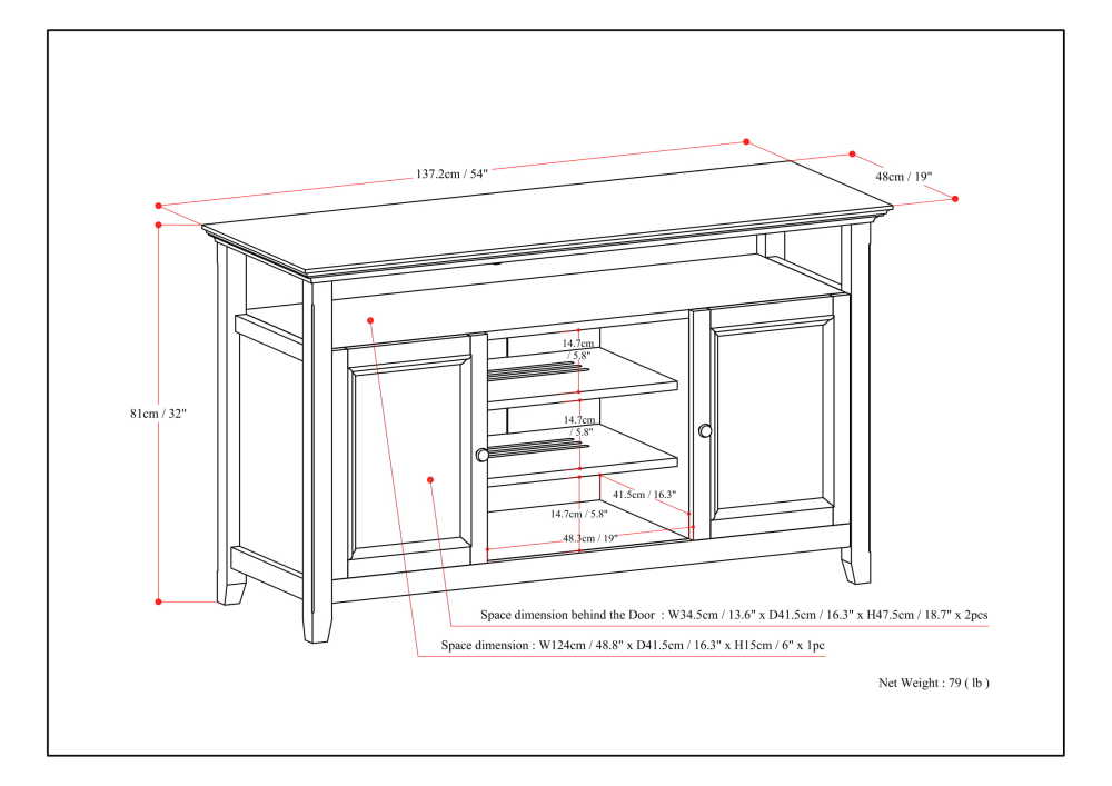 Medium Saddle Brown | Amherst TV Media Stand