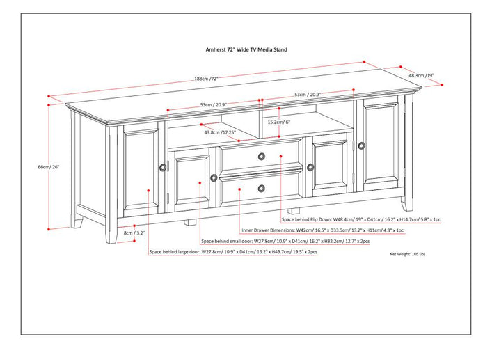 Light Golden Brown | Amherst 72 inch Wide TV Media Stand