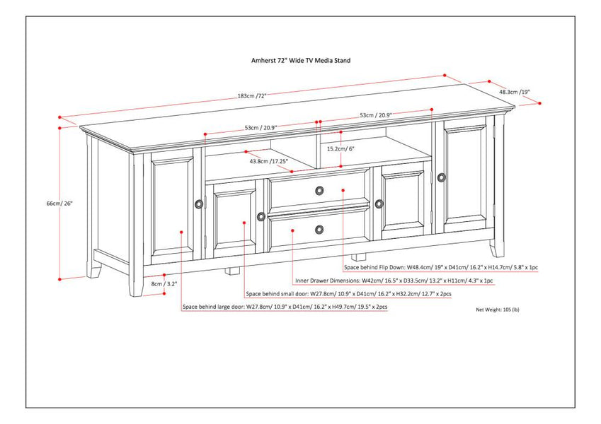 Light Golden Brown | Amherst 72 inch Wide TV Media Stand