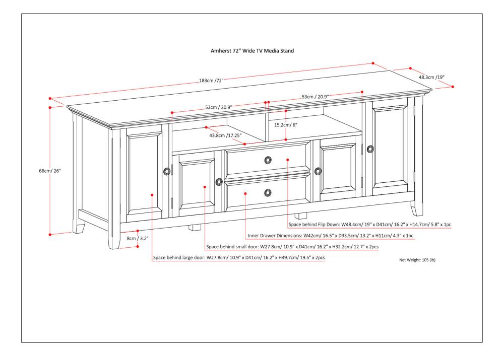 Light Golden Brown | Amherst 72 inch Wide TV Media Stand