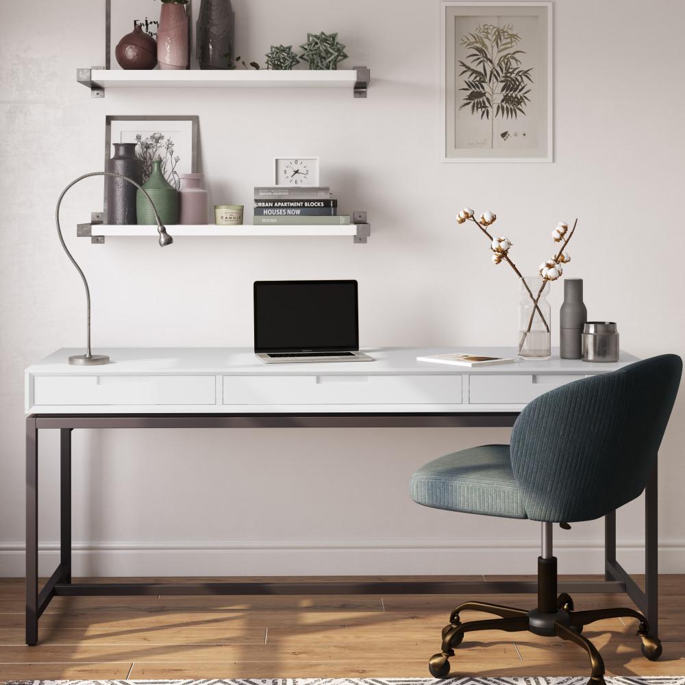 White | Banting Mid Century Wide Desk