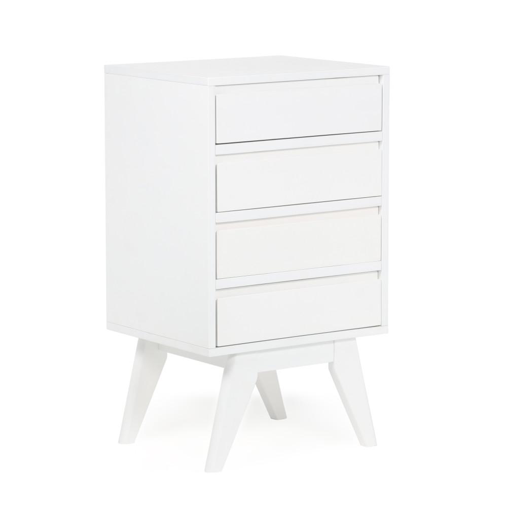 Pure White | Draper Mid Century Four Drawer Floor Storage Cabinet