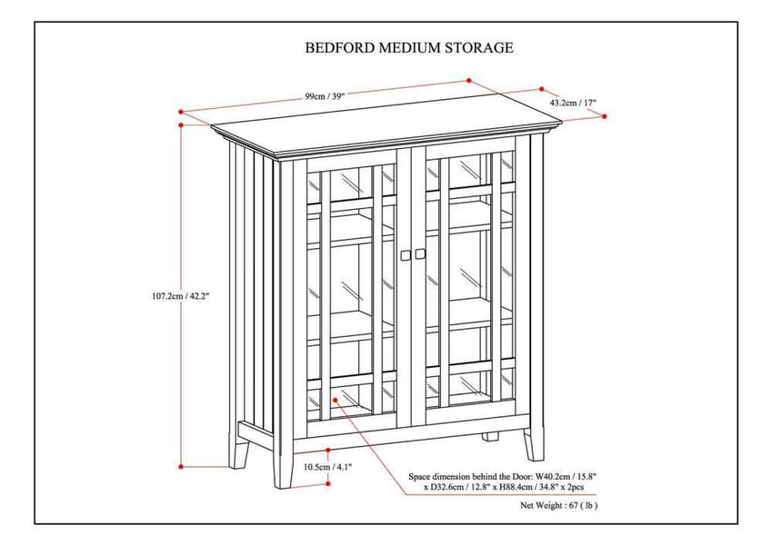 Hickory Brown | Bedford Medium Storage Cabinet 