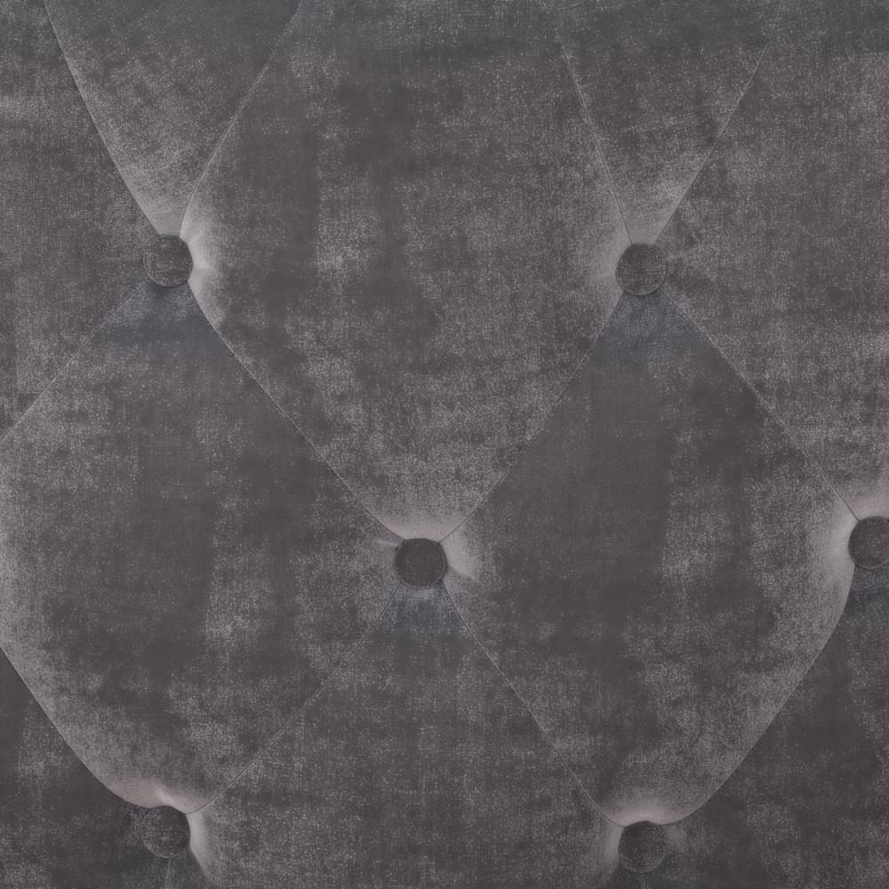 Grey Velvet Fabric | Bergen Round Tufted Ottoman