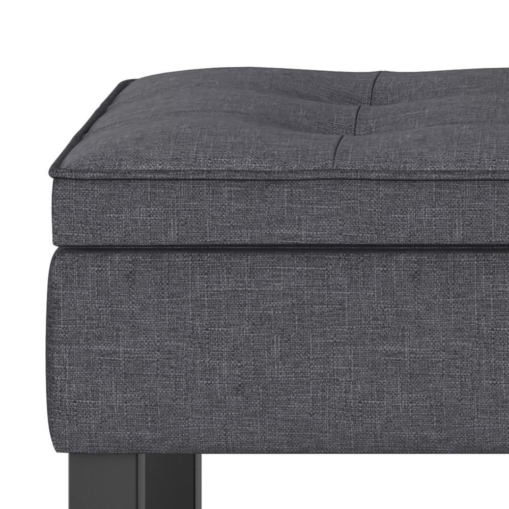 Slate Grey Linen Style Fabric | Cosmopolitan Entryway Storage Ottoman Bench