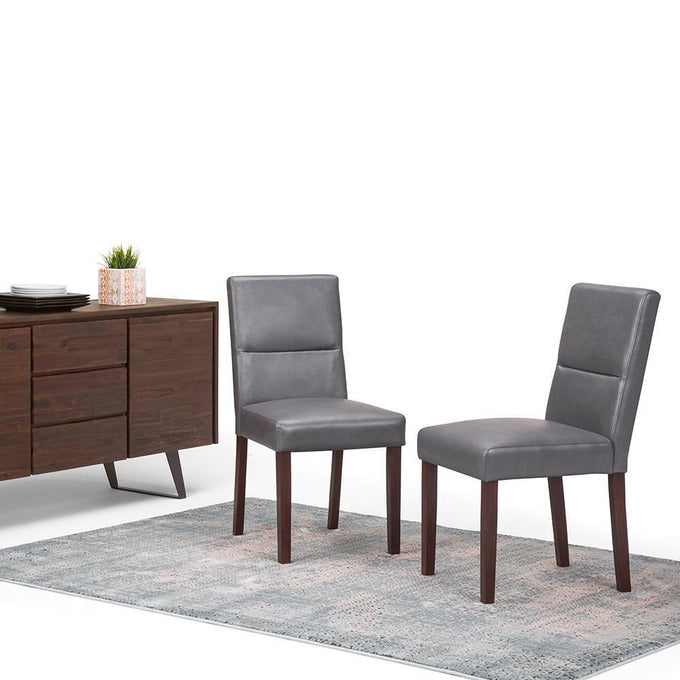 Stone Grey Vegan Leather | Ashford Pattern Vegan Leather Parson Dining Chair (Set of 2)