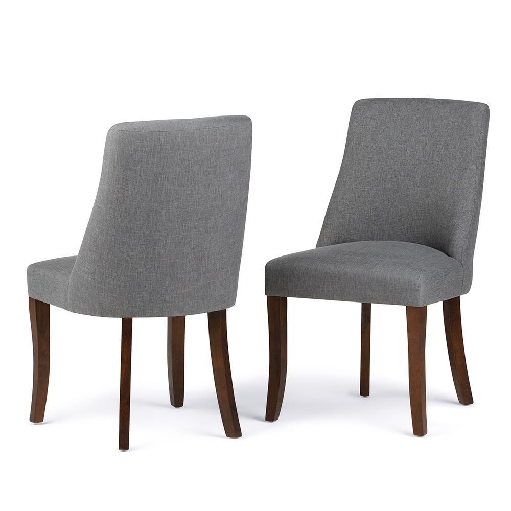 Slate Grey Linen Style Fabric | Walden Linen Style Deluxe Dining Chair (Set of 2)