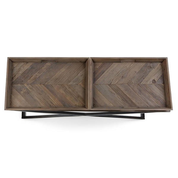 Damien Solid Wood Console Table in Distressed Natural Elm