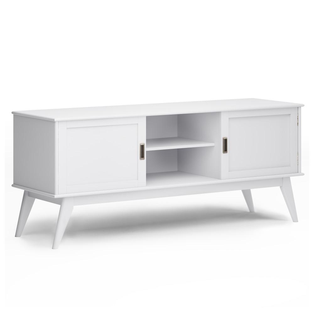 White | Draper Mid Century 60 x 18 x 26 inch Low TV Media Stand