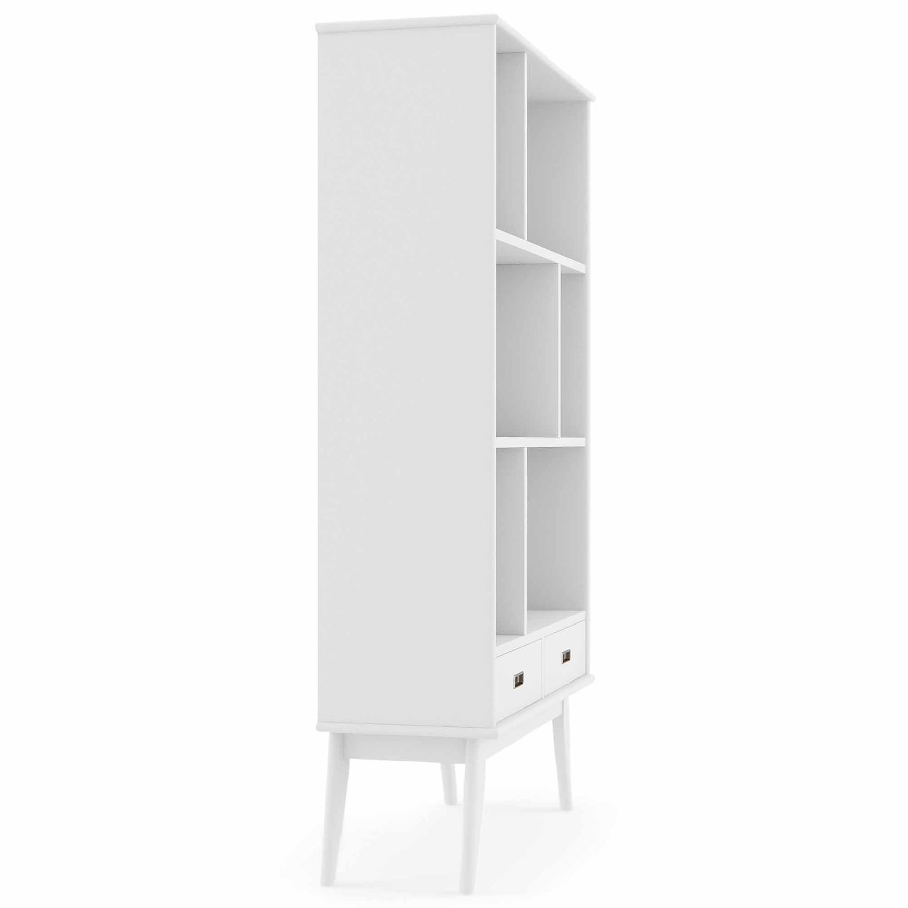 White | Draper Mid Century 64 x 35 inch Wide Bookcase with Storage