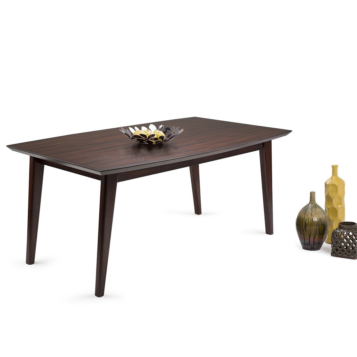 Java Brown Solid Wood - Rubber | Draper Mid Century Rectangular Dining Table