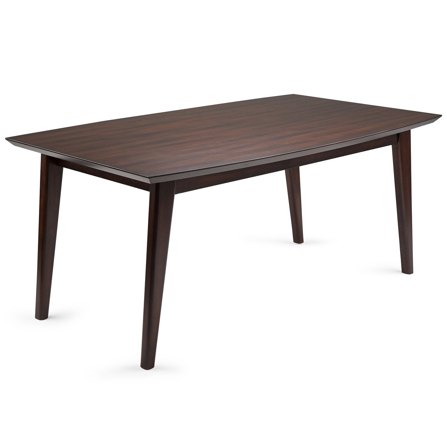 Java Brown Solid Wood - Rubber | Draper Mid Century Rectangular Dining Table