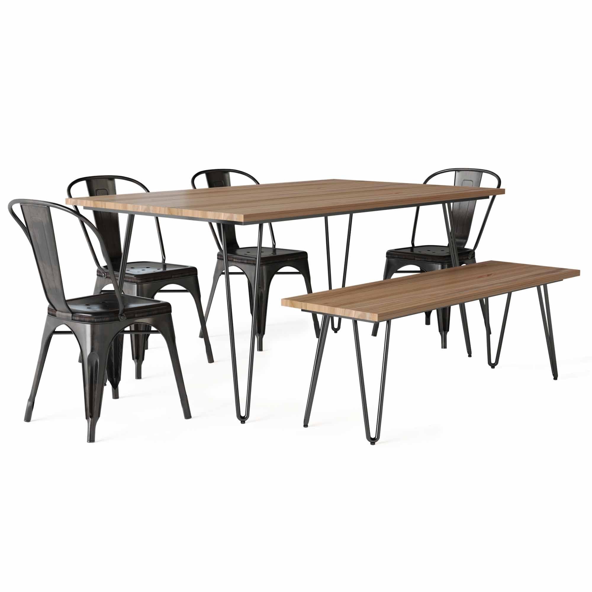 Fletcher IV 6 Piece Dining Set with Bench