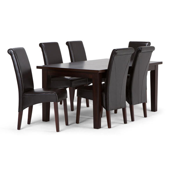Tanners Brown Vegan Leather | Avalon Large 7 piece Dining Set