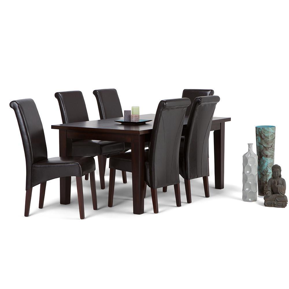 Tanners Brown Vegan Leather | Avalon Large 7 piece Dining Set