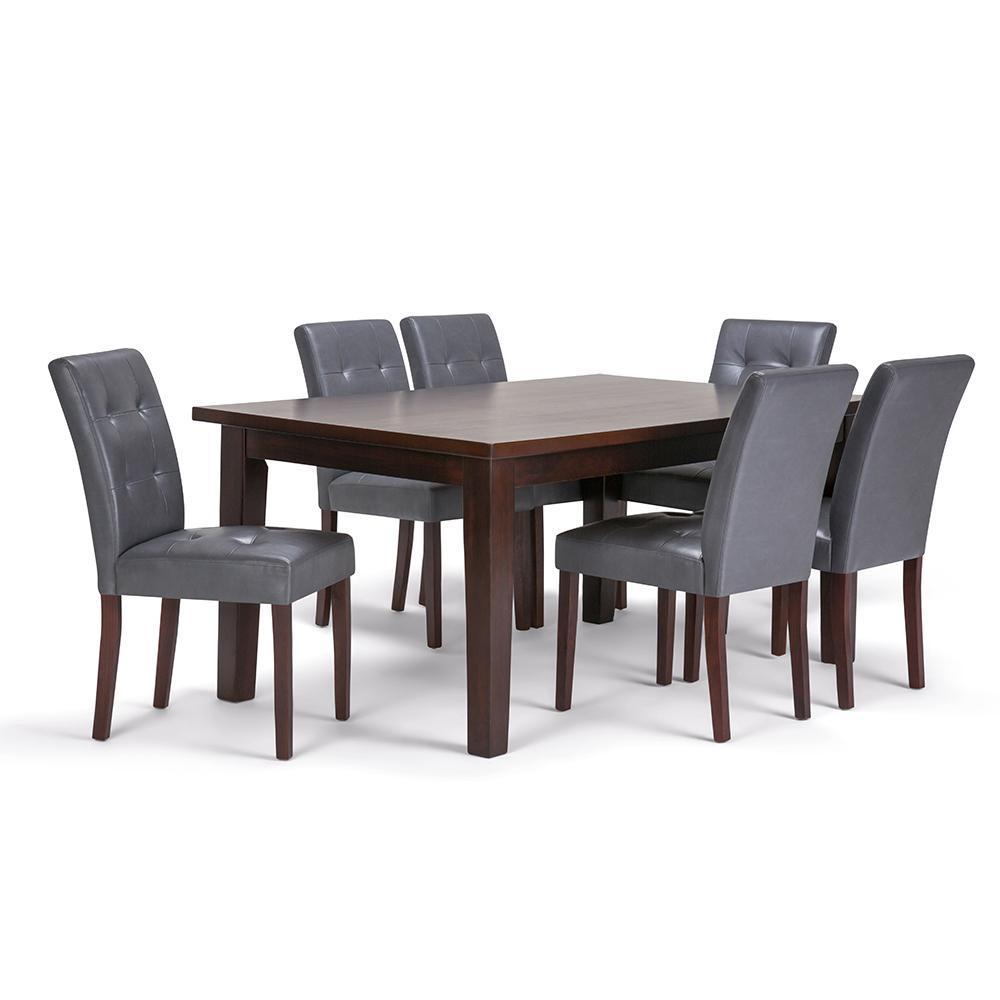 Stone Grey Vegan Leather | Andover 7 Piece Dining Set