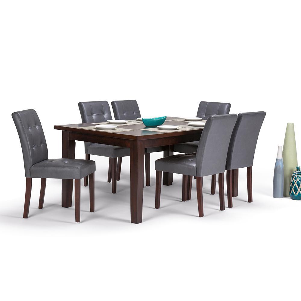 Stone Grey Vegan Leather | Andover 7 Piece Dining Set
