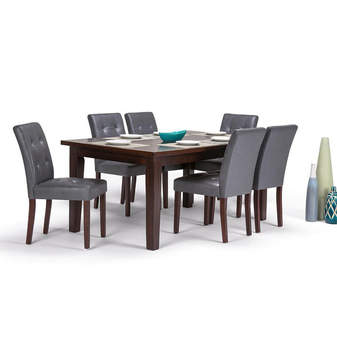 Stone Grey Vegan Leather | Andover 7 Piece Dining Set