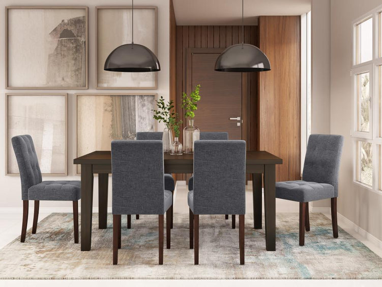 Slate Grey Linen Style Fabric | Andover 7 Piece Dining Set