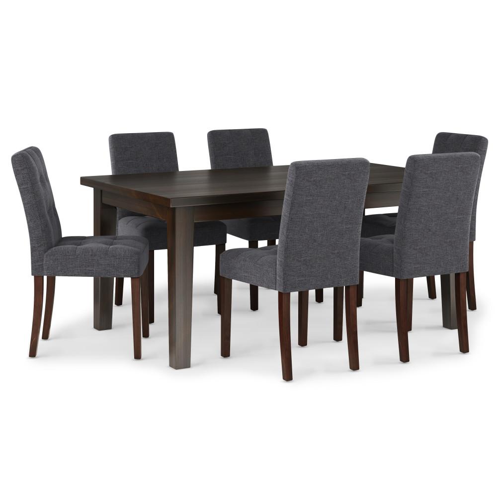 Slate Grey Linen Style Fabric | Andover 7 Piece Dining Set