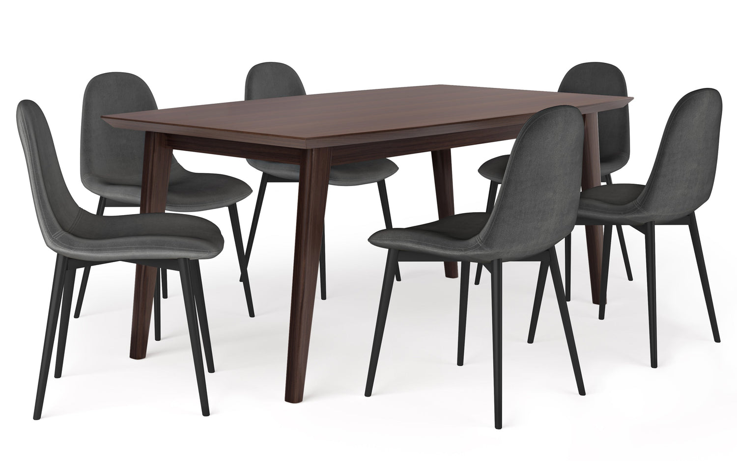 Dark Grey Velvet Fabric | Alpine II 7 Piece Dining Set