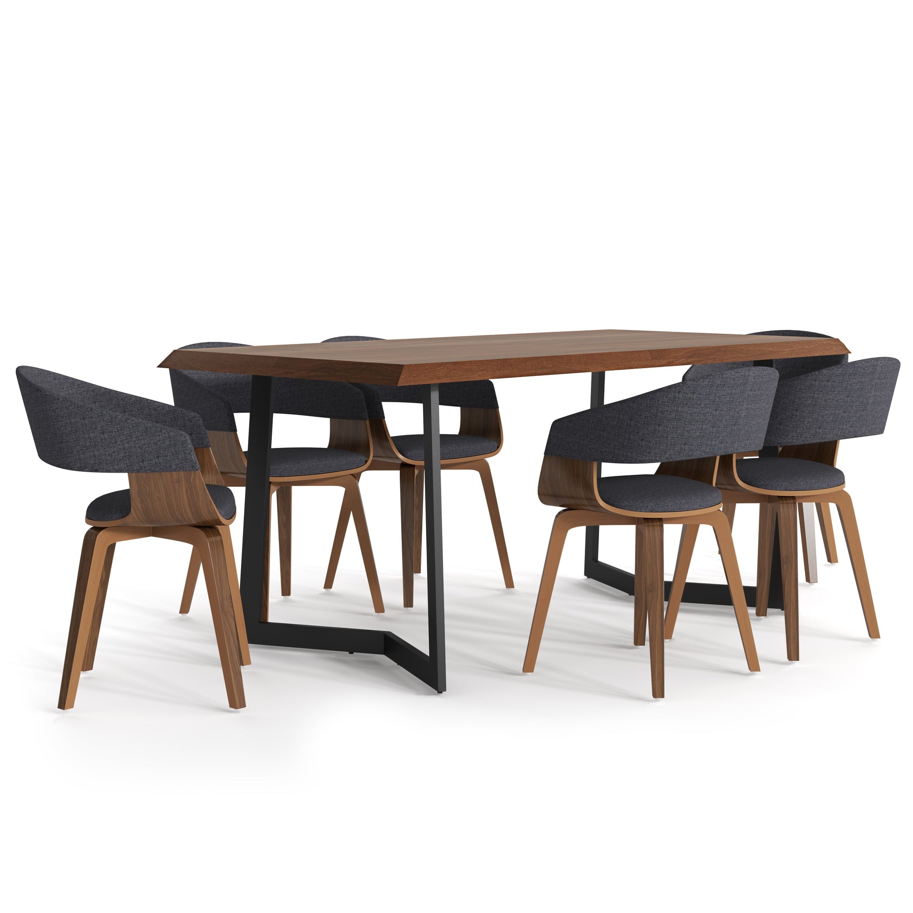 Natural and Charcoal Grey 7 Piece | Lowell 7 Piece Dining Set