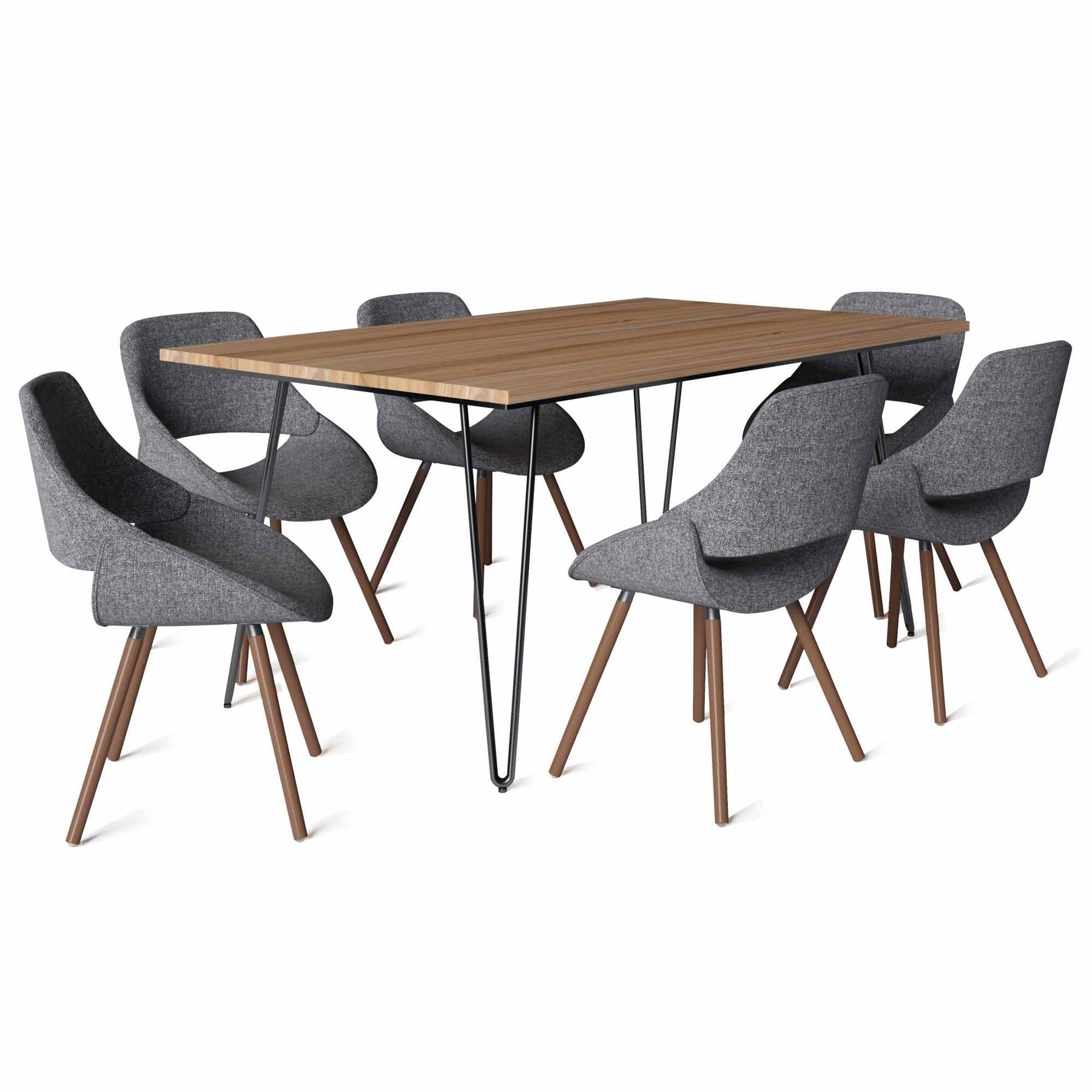 Grey and Natural Woven Fabric | Malden IV 7 Piece Dining Set