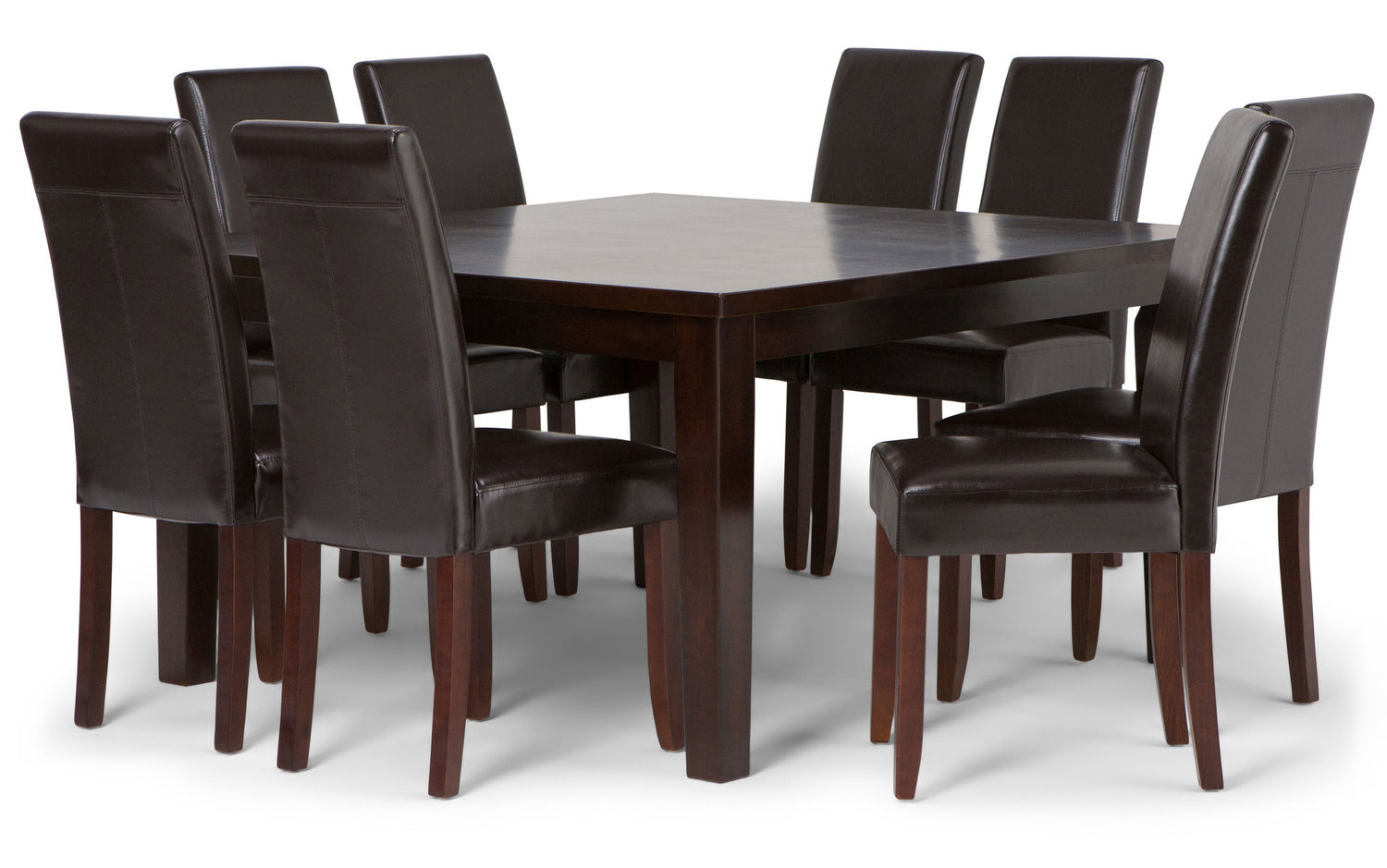 Tanners Brown Vegan Leather | Acadian 9 Piece Dining Set