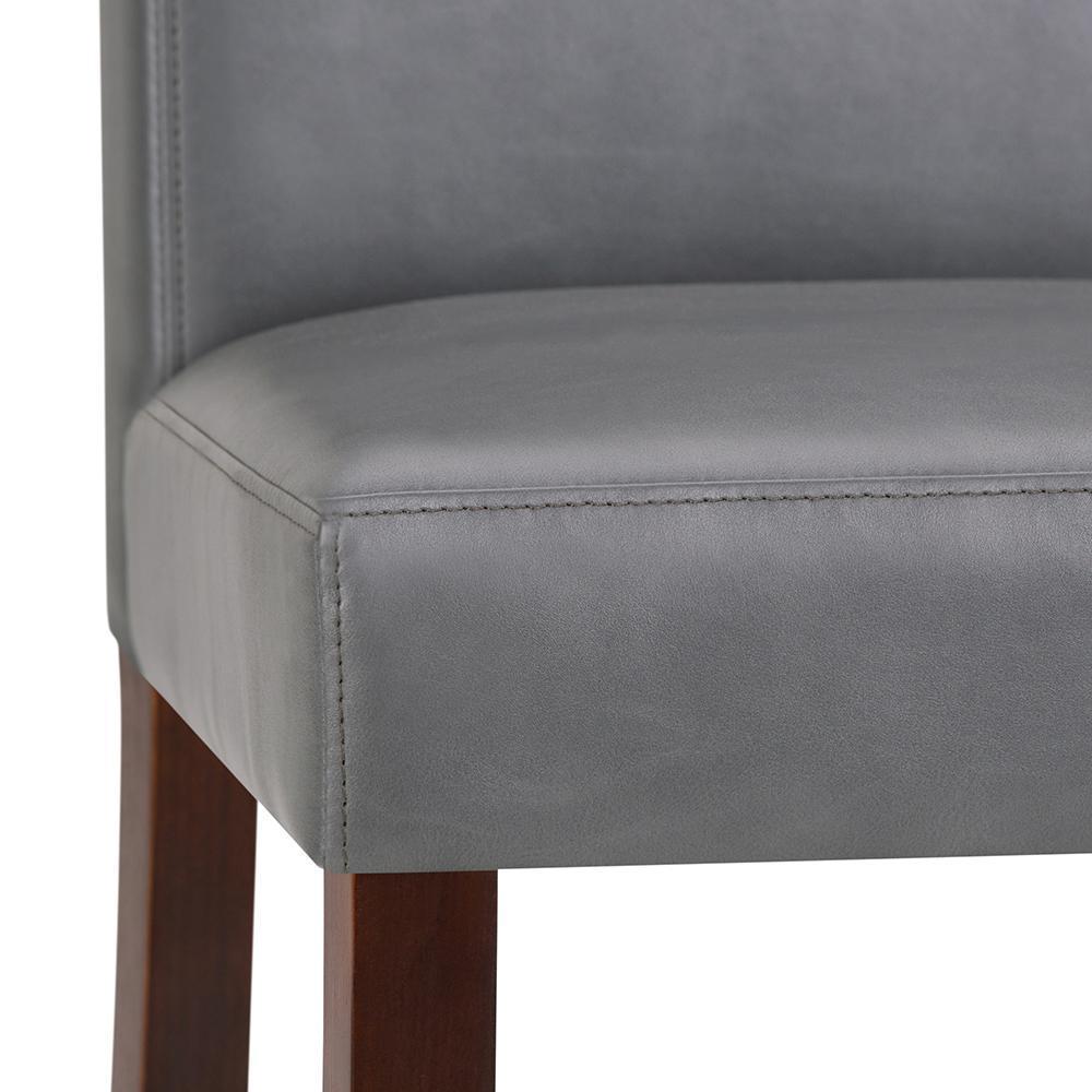 Stone Grey Vegan Leather | Acadian Linen Look Fabric Parson Dining Chair (Set of 2)