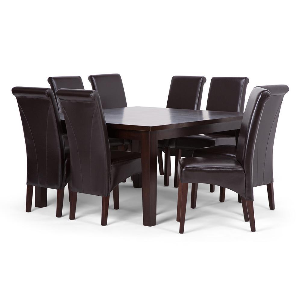Tanners Brown Vegan Leather | Avalon Large 9 piece Dining Set