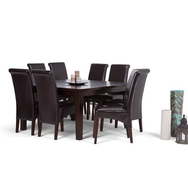 Tanners Brown Vegan Leather | Avalon Large 9 piece Dining Set