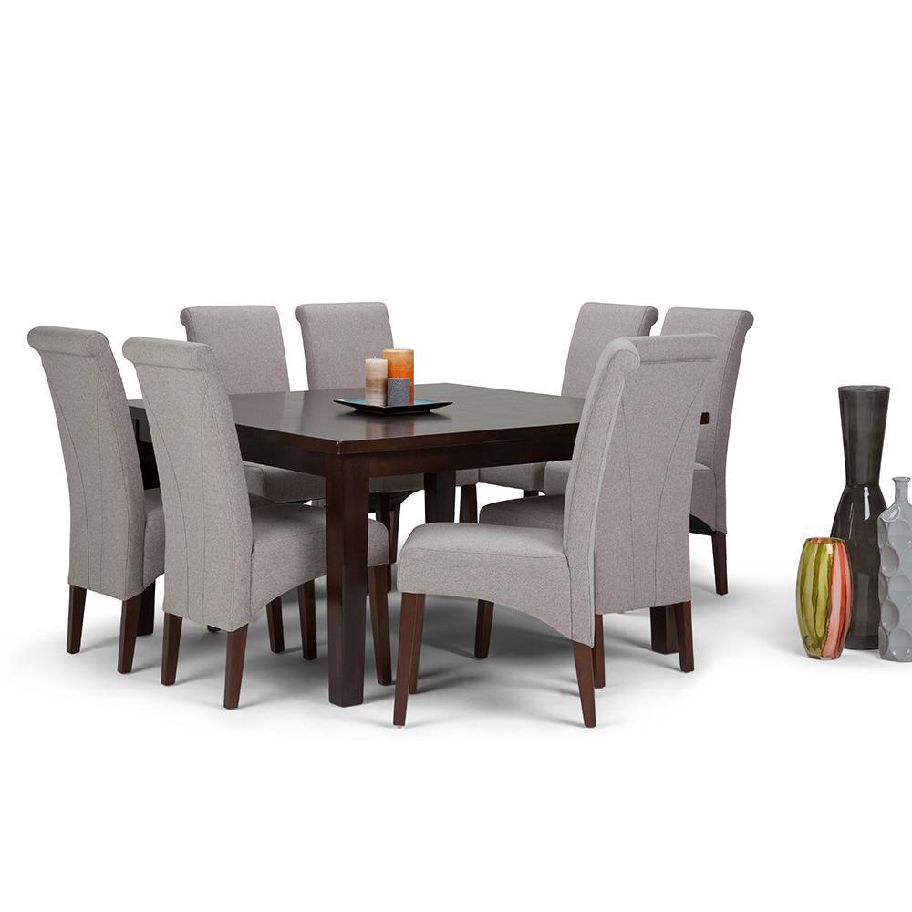 Cloud Grey Linen Style Fabric | Avalon Large 9 piece Dining Set