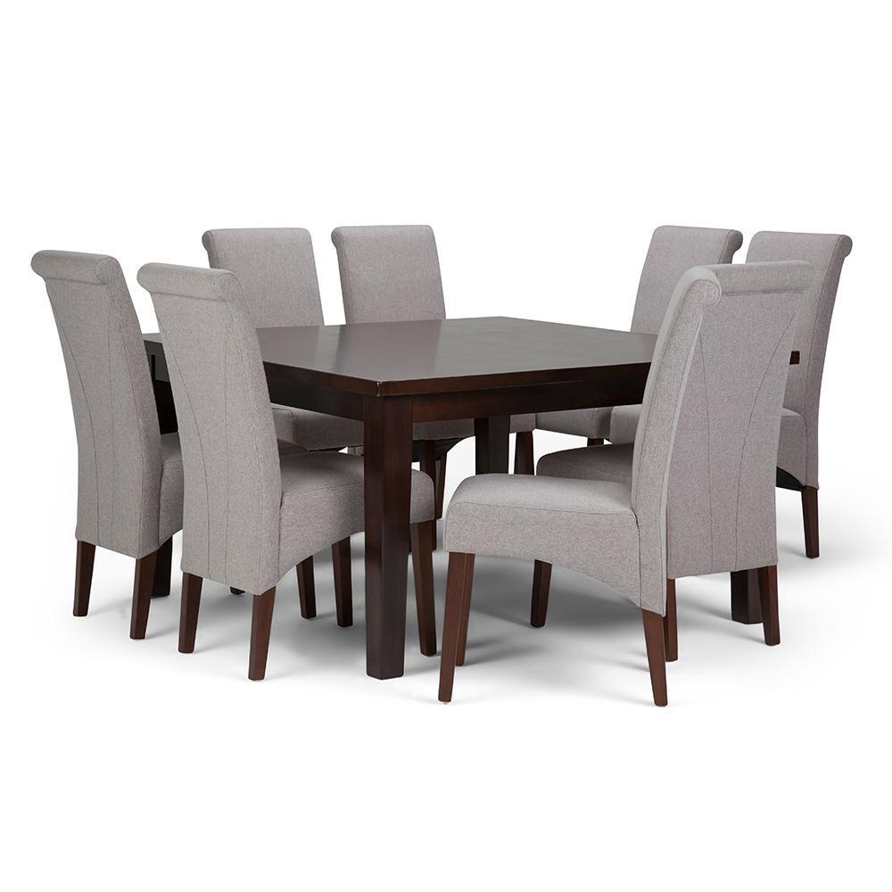 Cloud Grey Linen Style Fabric | Avalon Large 9 piece Dining Set